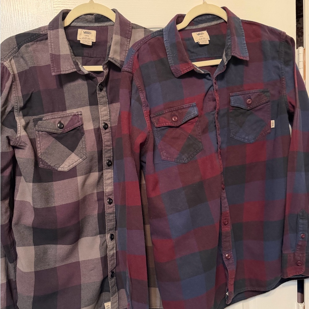 2 Vans Flannel button downs